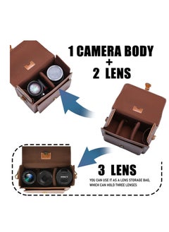 Y&D Compact Camera Case, Shoulder Bag, Waterproof Retro Compatible for Canon Nikon Sony SLR DSLR Mirrorless and Lens (Brown, Small)  - Image 4