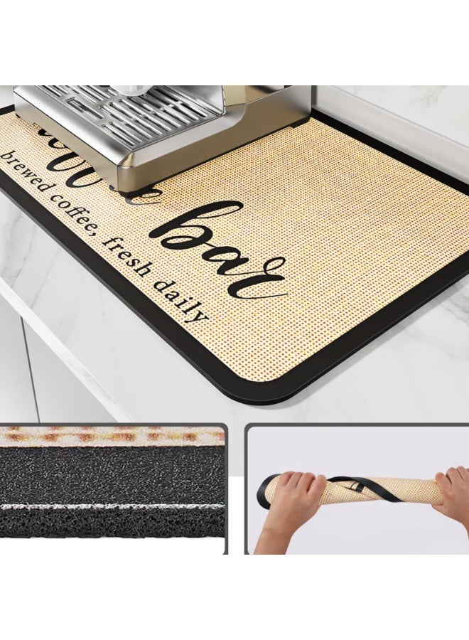 Absorbent Coffee Bar Mat with Waterproof Rubber Backing & PU Surface, 40x60cm - Image 3