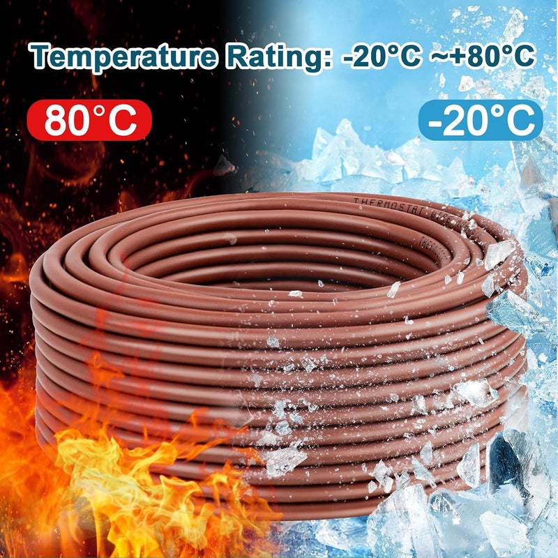 Kimbluth 18/2 Thermostat Wire 20FT,18 Gauge 2 Conductor Power Circuit Cable 18-2 Solid Copper Wire for Doorbell HVAC Heating Control,Indoor/Outdoor Low Voltage Applications Use (18-2 Brown, 20Feet) - Image 3