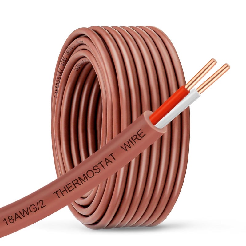 Kimbluth 18/2 Thermostat Wire 20FT,18 Gauge 2 Conductor Power Circuit Cable 18-2 Solid Copper Wire for Doorbell HVAC Heating Control,Indoor/Outdoor Low Voltage Applications Use (18-2 Brown, 20Feet) - Image 1