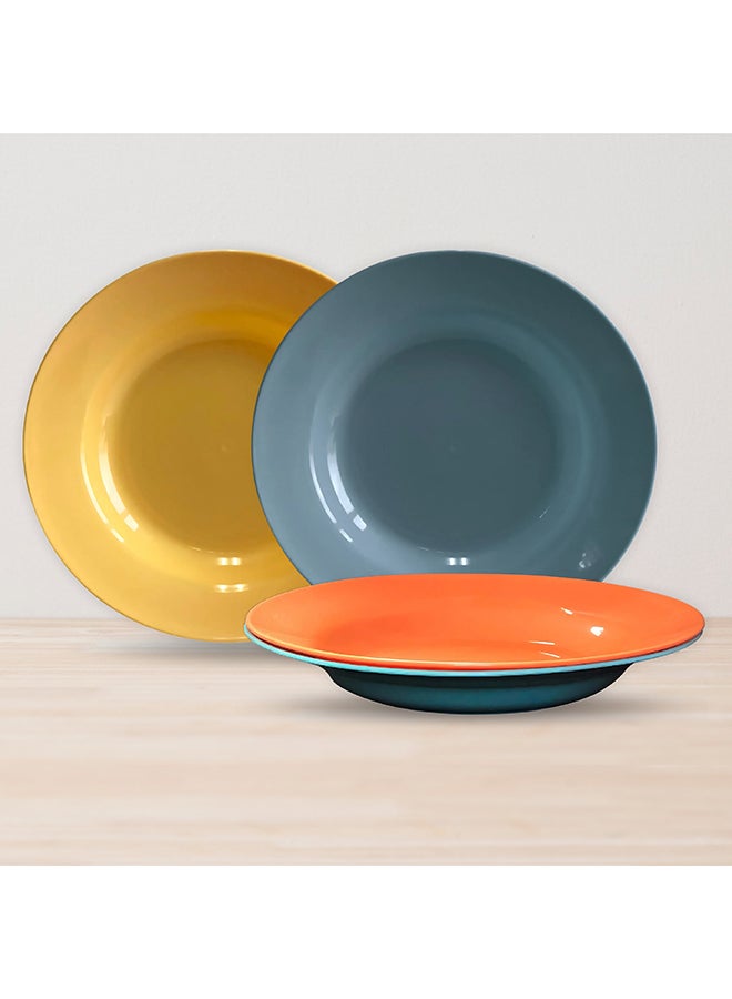 Feelings Plastic Deep Round Plate  4Pcs Set (22Cm) | Shatterproof & Lightweight - Image 1