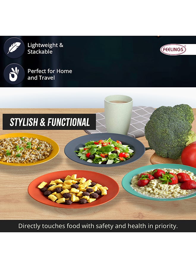 Feelings Plastic Deep Round Plate  4Pcs Set (22Cm) | Shatterproof & Lightweight - Image 4