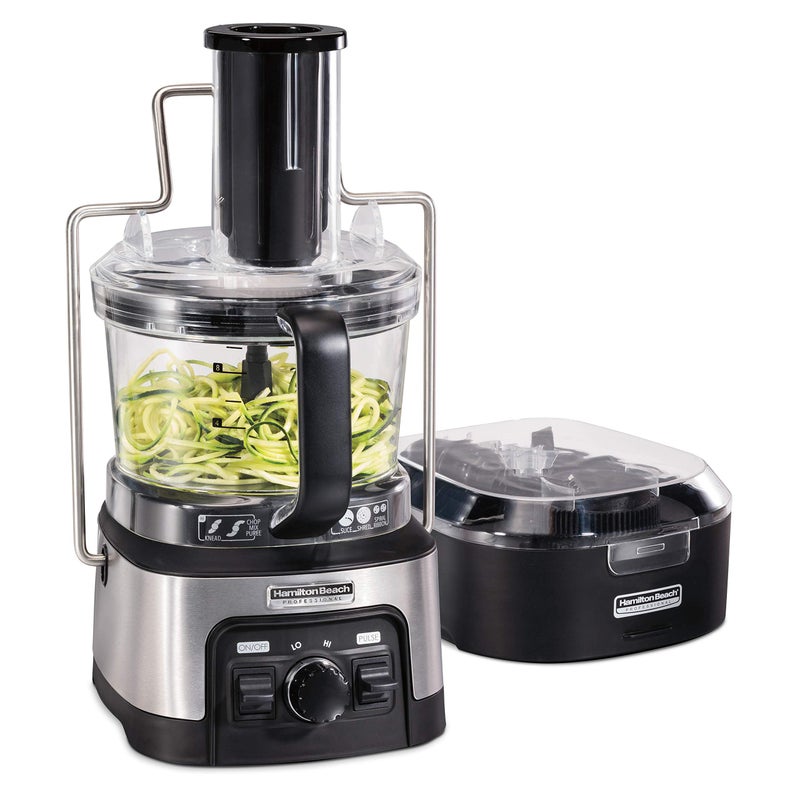 Hamilton Beach Professional Hamilton Beach Professional Stack  Snap Food Processor  Veggie Spiralizer for Slicing Shredding and Kneading ExtraLarge 3 Feed Chute Fits Whole Vegetables 12 Cups Stainless Steel 70815 