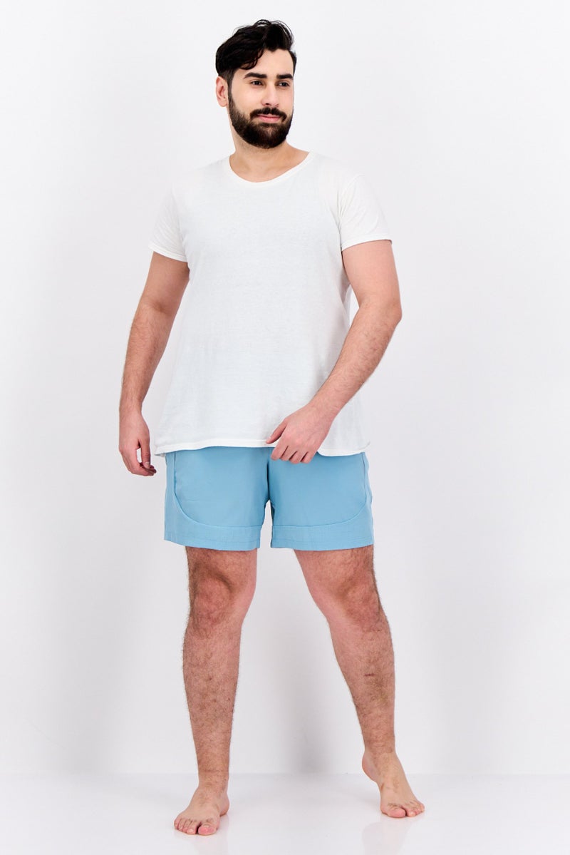 MOTION Men Drawstring Plain Board Shorts, Marina Blue - Image 4