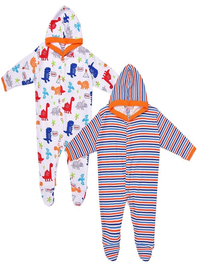 MAGIC TOWN Babyneeds New Born Baby Multi-Color Long Sleeve Cotton Sleep Suit Romper for Boys and Girls Set of 2 - Image 1