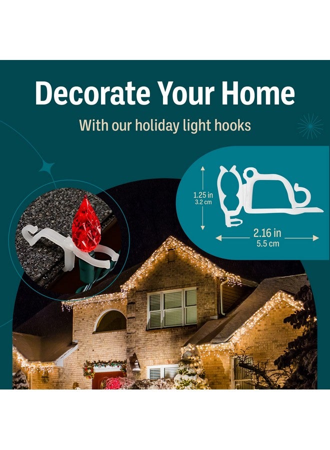 Holiday Joy Christmas Light Clips - Pack of 200 Clear, All-Purpose Gutter Hooks for Outdoor String Lights and Decorations - Image 2