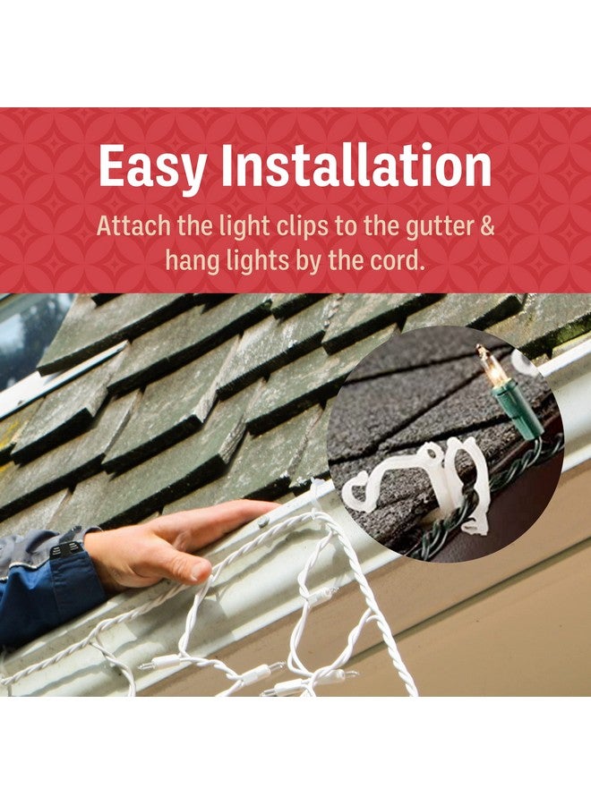 Holiday Joy Christmas Light Clips - Pack of 200 Clear, All-Purpose Gutter Hooks for Outdoor String Lights and Decorations - Image 3