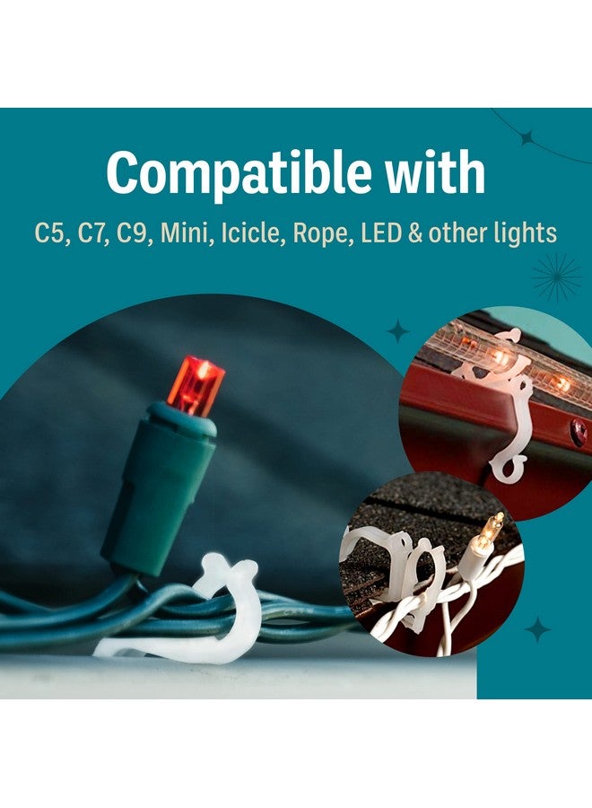 Holiday Joy Christmas Light Clips - Pack of 200 Clear, All-Purpose Gutter Hooks for Outdoor String Lights and Decorations - Image 4