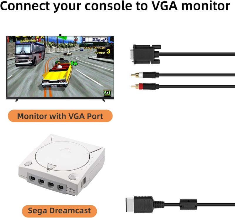 Mcbazel VGA AV Audio Video Cable for Sega Dreamcast - Image 3