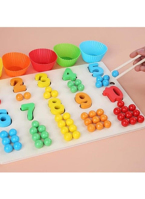 Wooden Number board with beads counting