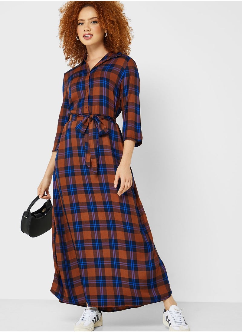 Jacqueline de Yong - Belted Checked Shirt Dress - Image 1