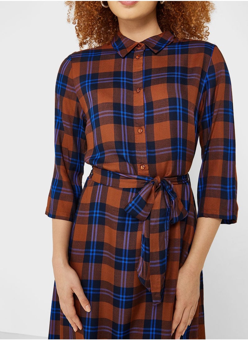 Jacqueline de Yong - Belted Checked Shirt Dress - Image 1