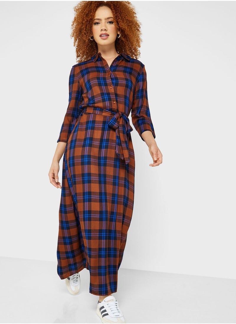 Jacqueline de Yong - Belted Checked Shirt Dress - Image 1