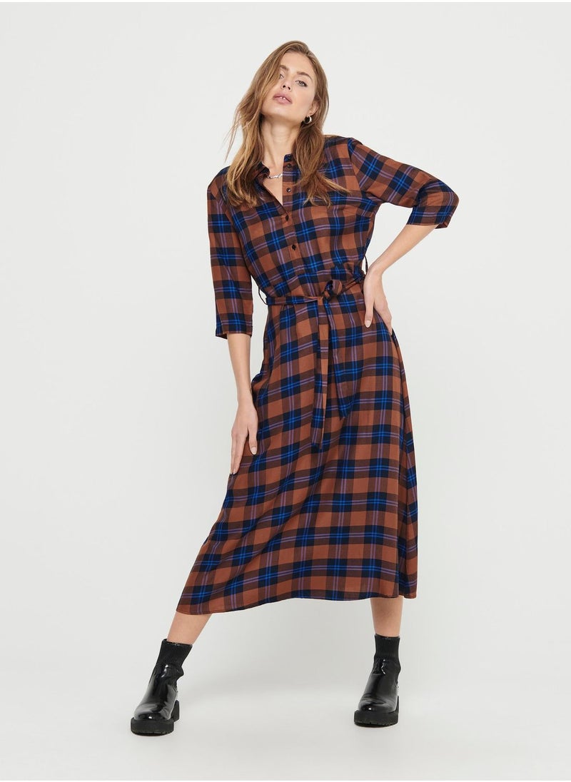 Jacqueline de Yong - Belted Checked Shirt Dress - Image 1