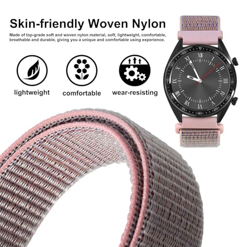 WOCCI 22mm Adjustable Nylon Watch Band Quick Release Sport Loop Strap Sand Pink - Image 3