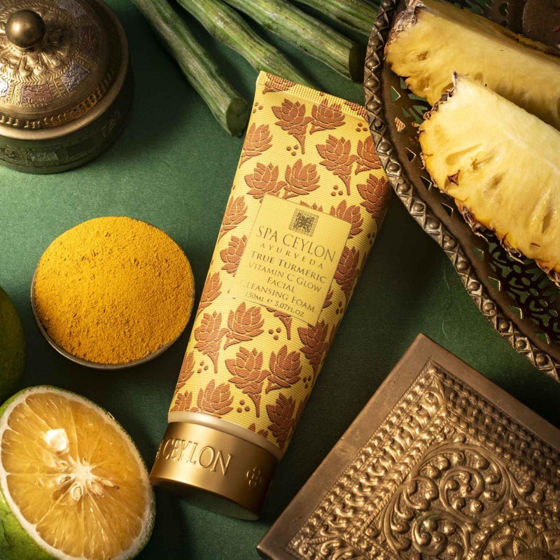 SPA CEYLON True Turmeric Vitamin C Glow Facial Cleansing Foam | For All Skin Types | Acne Prone and Dark Spots | Vitamin C | Foaming Facial Cleanser - Image 3
