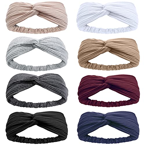 Huachi Wide Headbands for Women African Boho Turban Headbands Headwraps Twist Knotted Hair Bands Elastic Fashion Hair Accessories (Solid Colors) - Image 1