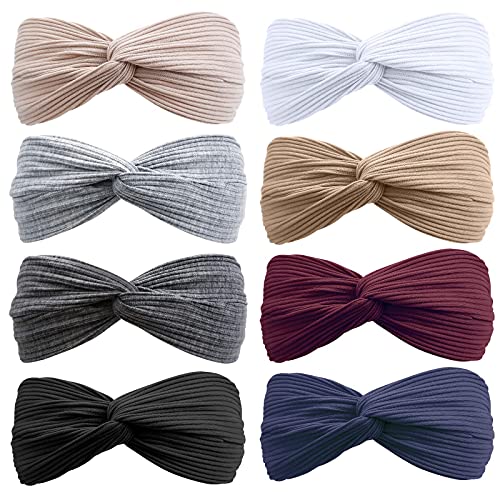 Huachi Wide Headbands for Women African Boho Turban Headbands Headwraps Twist Knotted Hair Bands Elastic Fashion Hair Accessories (Solid Colors) - Image 2