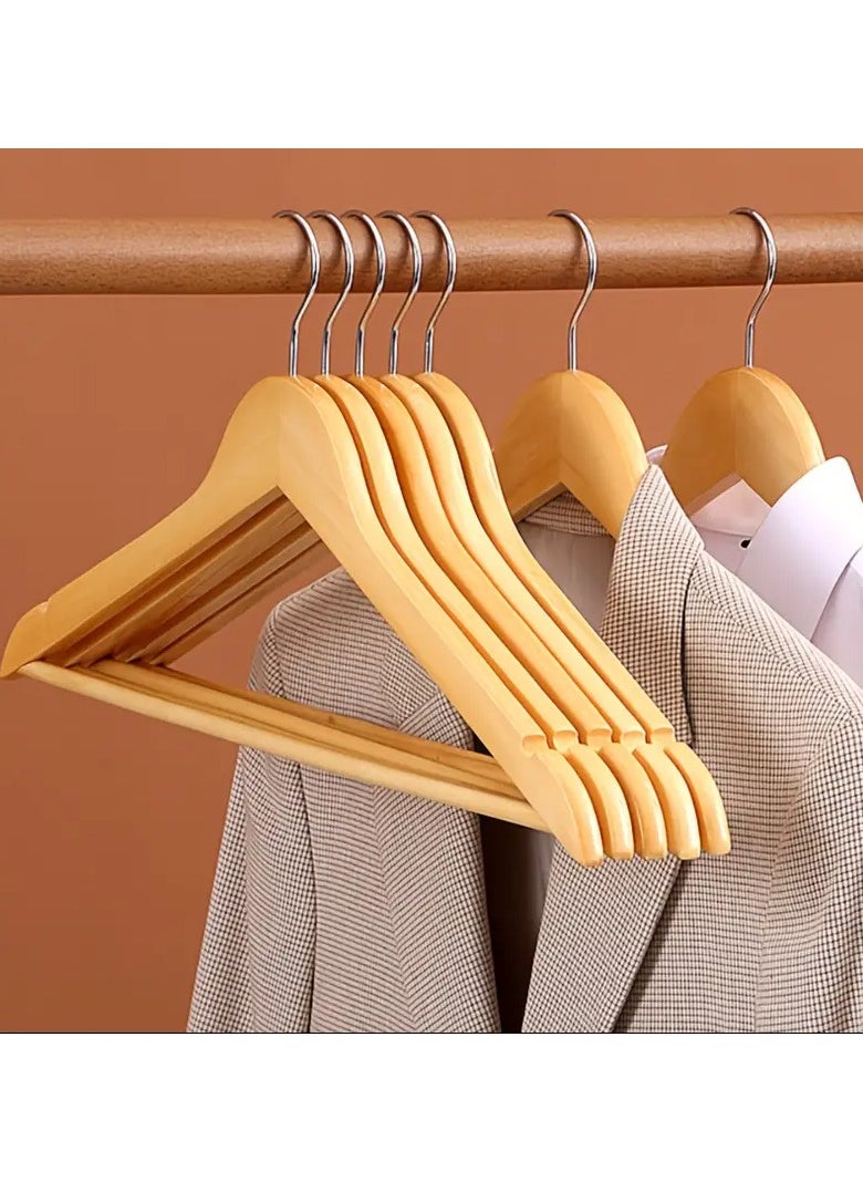 KITCHENOO Premium Maple Wood Hangers, Polished Finish, Non-Slip Wooden Clothes Hangers for Home and Hotel Closet Use, 3 Pack  - Image 1