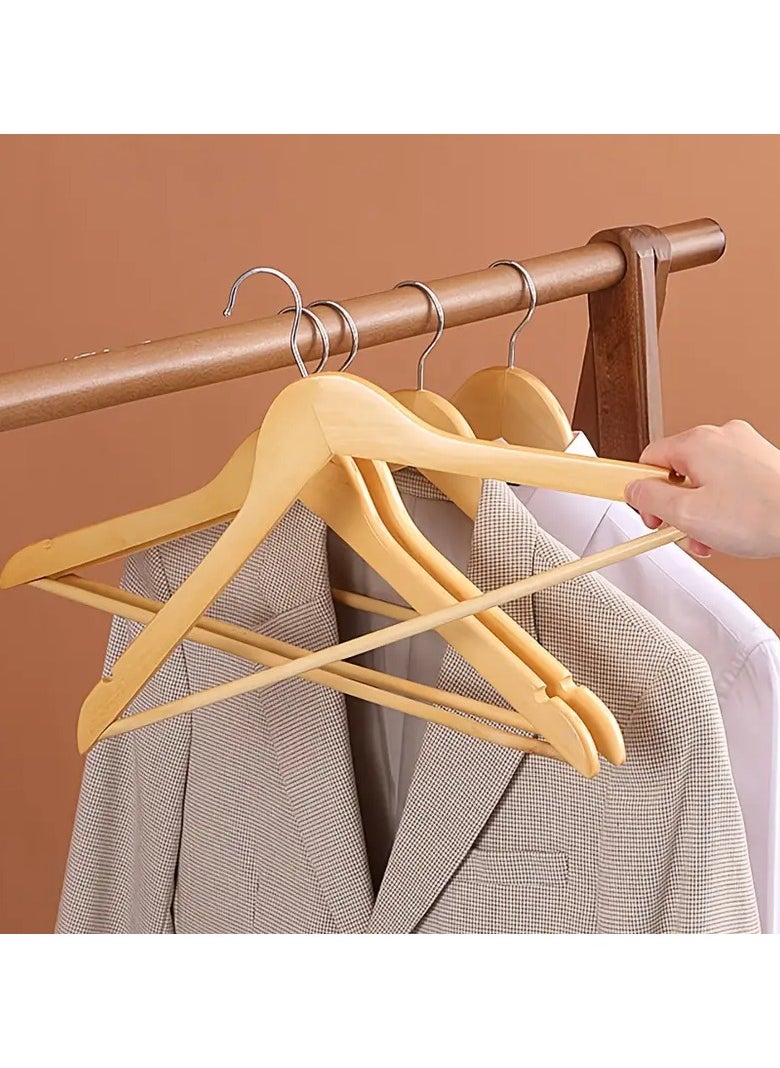 KITCHENOO Premium Maple Wood Hangers, Polished Finish, Non-Slip Wooden Clothes Hangers for Home and Hotel Closet Use, 3 Pack  - Image 2