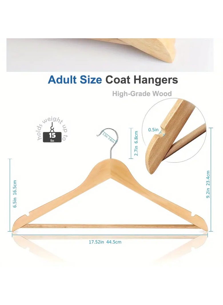 KITCHENOO Premium Maple Wood Hangers, Polished Finish, Non-Slip Wooden Clothes Hangers for Home and Hotel Closet Use, 3 Pack  - Image 5