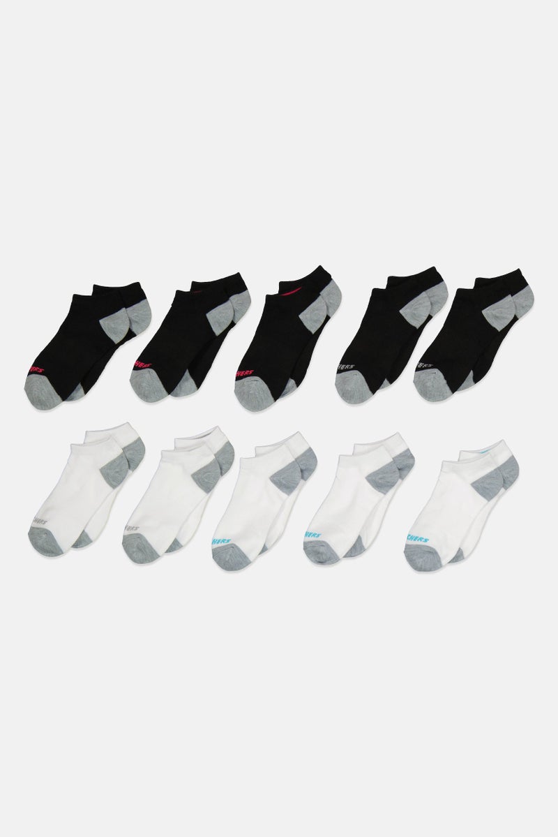 SKECHERS Women 10 Pairs Brand Logo Low Cut Socks, Multicolor - Image 1