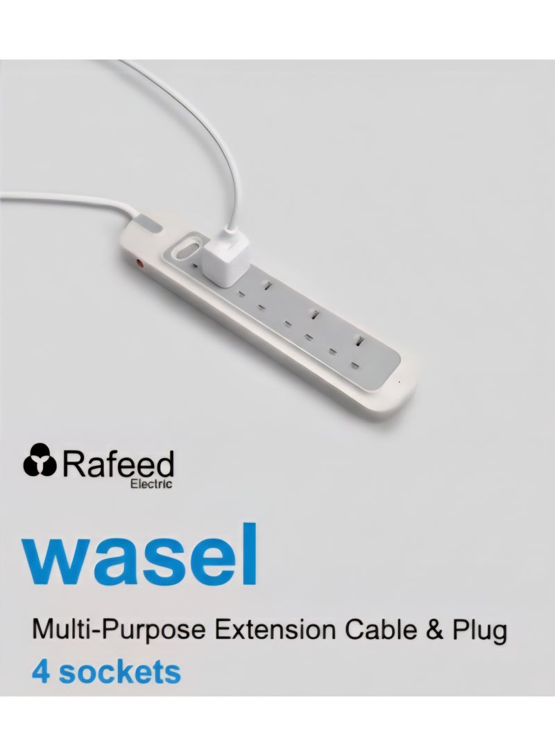 RAFEED Power Strip – 5m Cable, 4 Sockets, Master On/Off Switch, 13A / 2990W / 230V - Image 3