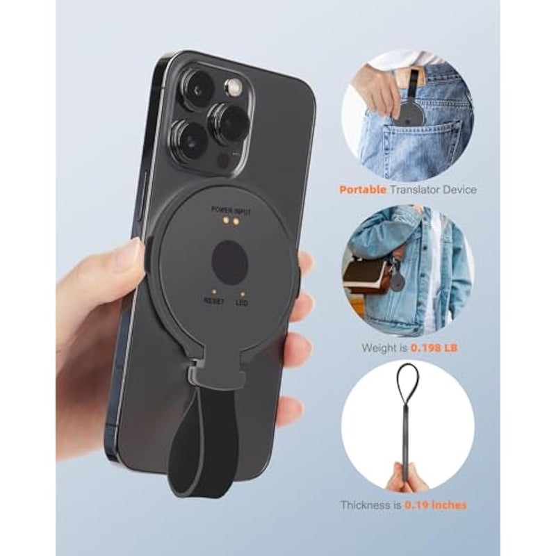أنكوفو جهاز مترجم لغة, الهاتف Kickstand مترجم, مترجم لغة ثنائي الاتجاه في 138+ لغات, على الانترنت / خارج الإنترنت / الذكاء الاصطناعي / الصوت / ترجمة الفيديو, مثالية للسفر / الأعمال / الدراسة, أسود - Image 2