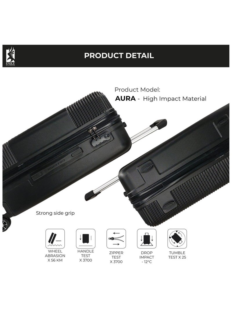 Eagle Express Aura 3-Piece Luggage Set (20/24/28 Inch) - Black - High Impact - Free Protective Cover - 1-Year Warranty - Image 4