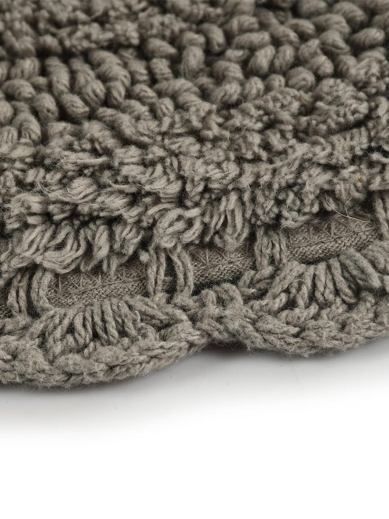 SASHAA WORLD Round Reversible Crochet Bath Mat, Super Absorbent 100% Cotton & Quick Dry Bath Rug for Bathroom Floor Mats (60 cm,Grey) - Image 4