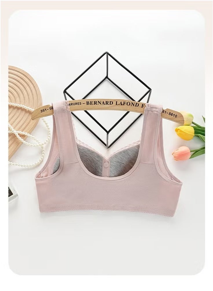 MOOIMOM 2-Piece New Nursing Bra with Fixed Front Buttons and Side Bra Shaped to Prevent Sagging Beige - Image 2
