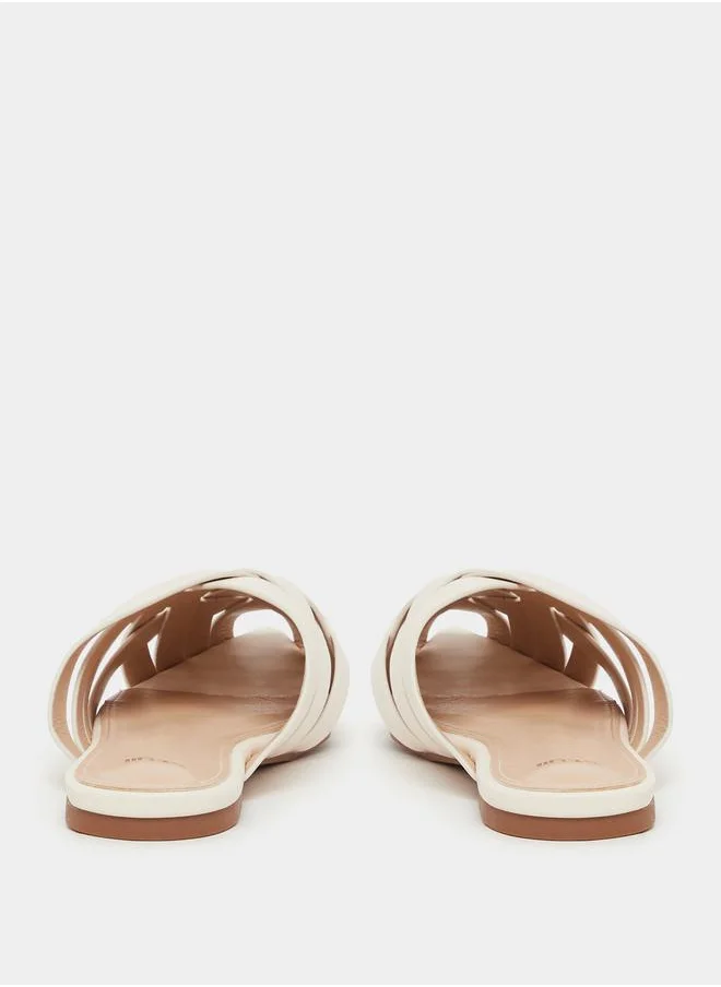 Styli Multi Strap Pointed Toe Slip On Mules