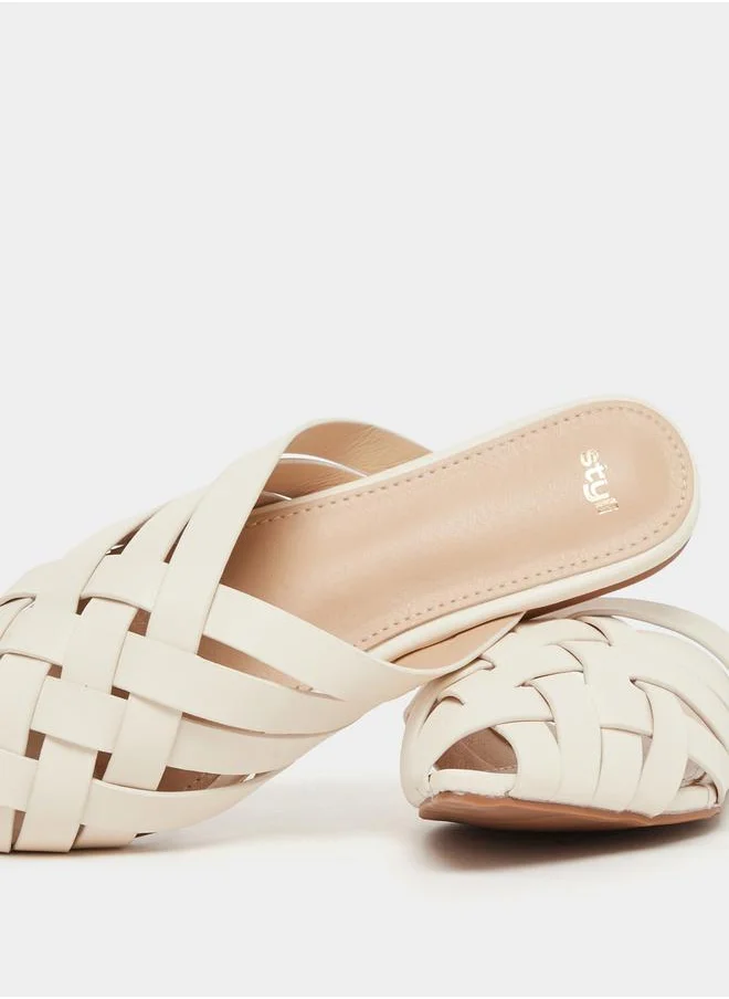 Styli Multi Strap Pointed Toe Slip On Mules