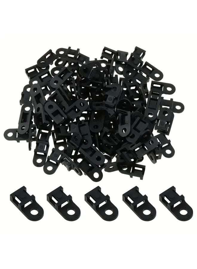 100pcs Black Cable Tie Holders Versatile Wall And Table Mount Brackets For All Cables - Image 1