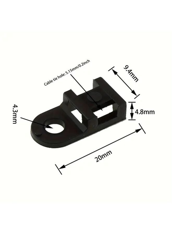 100pcs Black Cable Tie Holders Versatile Wall And Table Mount Brackets For All Cables - Image 2
