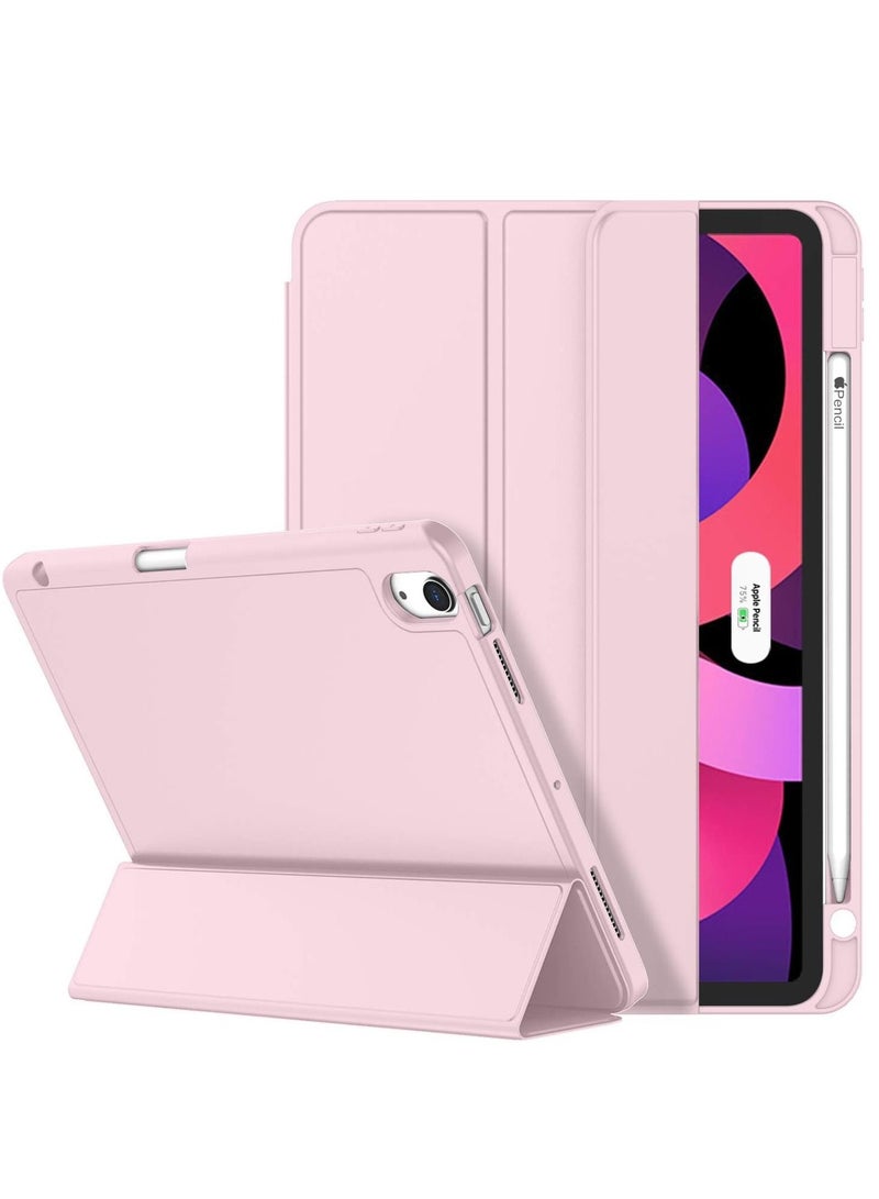 iPad Air 5/4 Case iPad Air 5th 4th Generation Case for 10.9 Inch 2022/2020 Model Auto Wake/Sleep Cover Protective Cover with Pencil Holder Slim Back Smart Trifold Stand Pink