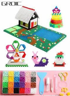 GROIC Water Magic Fuse Beads 24 Color 3000 Beads，Fuse Beads Craft Kit,DIY Art Crafts Toys,Colored Beads Arts and Crafts Pearler Set for Kids,Children's DIY Jigsaw Puzzle  - Image 1