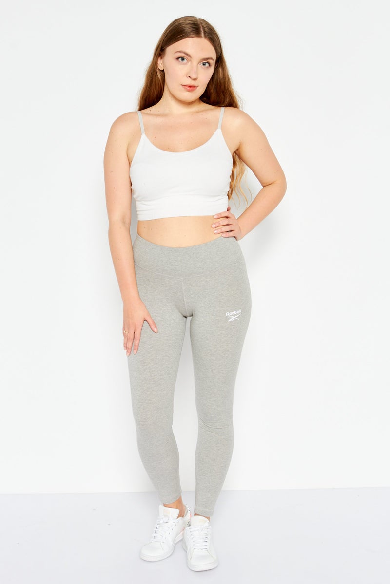 Reebok سروال ليجنغ رياضي نسائي بسيط، رمادي - Image 2
