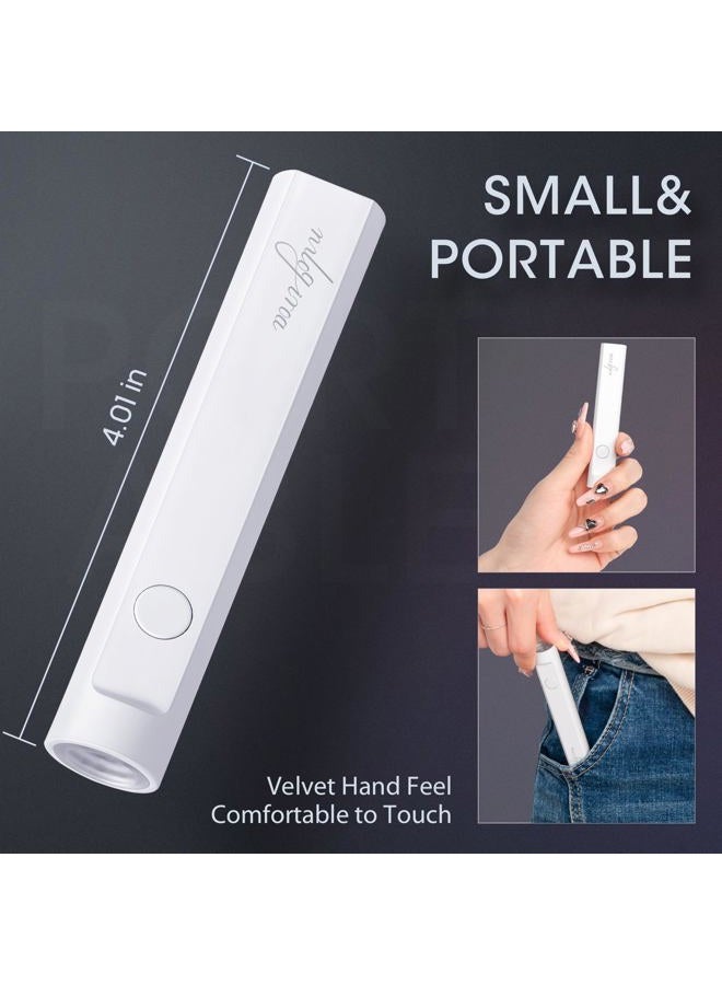 mlogiroa Mini UV Nail Lamp for Gel Nails Handheld UV Light for Nails Portable Led Lamp 3W Nail Dryer for Curing Gel Polish USB Light Flashlight for Home DIY Manicure（White） - Image 3