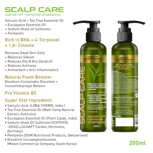 KEYA SETH AROMATHERAPY, DEVICE OF DROP KEYA SETH AROMATHERAPY Scalp care Dandruff Removal Shampoo with Salicylic Acid, Tea Tree & Eucalyptus Oil –Reduces Dandruff & Flakes Itchy scalp 200ml - Image 2