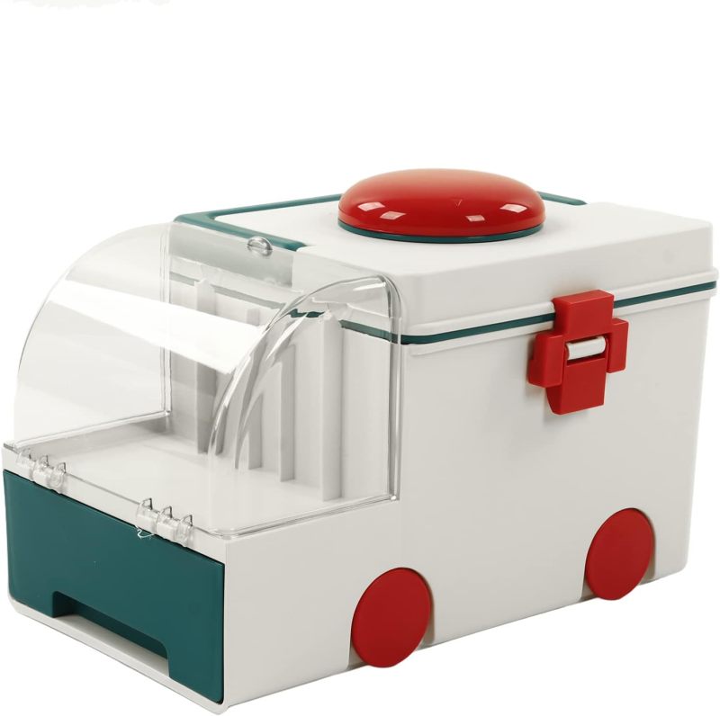 Portable Medicine Box - Compact Lightweight Green Pill Organizer - Secure Closure Medicine Storage Box for Home Travel Emergency - Image 1