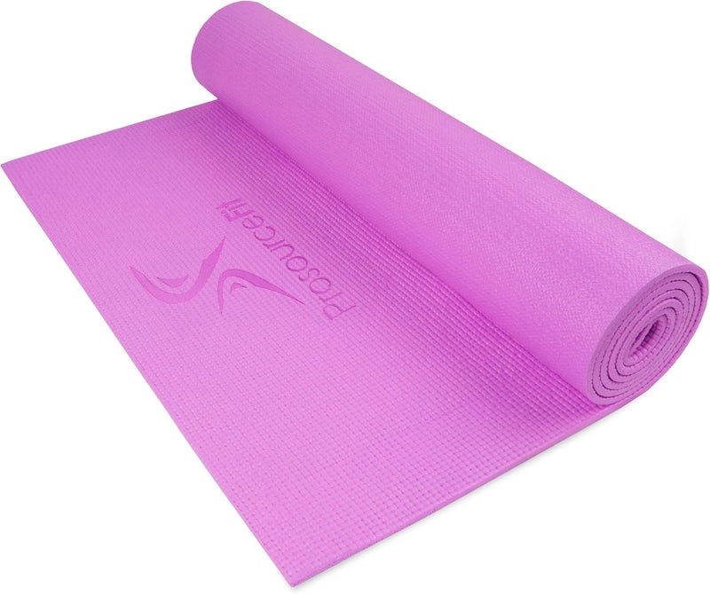 ProSourceFit Original Yoga Exercise Mat ¼” (6mm) Thick for Comfort and Stability with Carrying Straps, Non Slip –Multiple Colors - Image 1