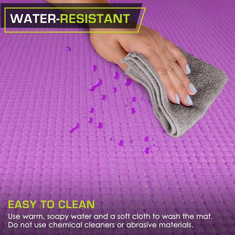 ProSourceFit Original Yoga Exercise Mat ¼” (6mm) Thick for Comfort and Stability with Carrying Straps, Non Slip –Multiple Colors - Image 3