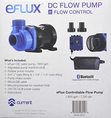 CURRENT USA eFlux DC Flow Pump with Control 1900 GPH | Loop Controllable Aquarium DC Return 380-1900 GPH | Quiet, Submersible or External | Fish Tank, Sump, Pond, Freshwater and Saltwater Marine Use - Image 4