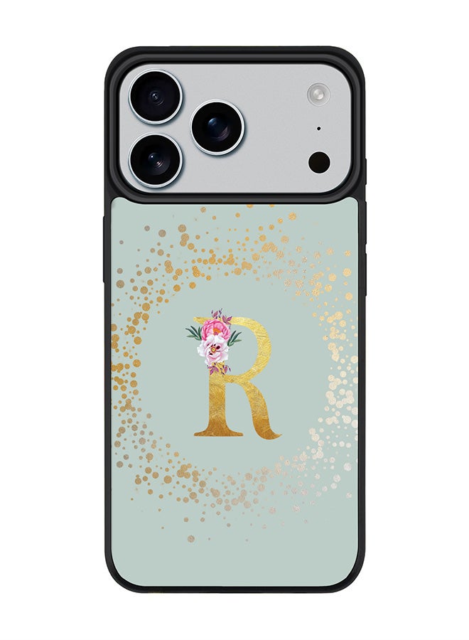 Stylizedd iPhone 17 Pro Max Case, [Compatible with MagSafe] Slim Magnetic cover Phone Case iPhone 17 Pro Max -Custom Monogram Floral - R  (Light Grey ) - Image 1
