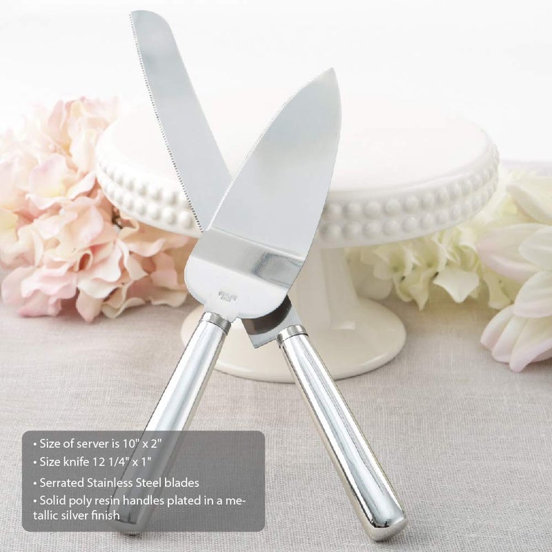 FASHIONCRAFT 2525 Simple Elegance Classic Silver Stainless Steel Cake Knife Set, Wedding Cake Knife and Server Set â€“ One Size (Silver) - Image 3