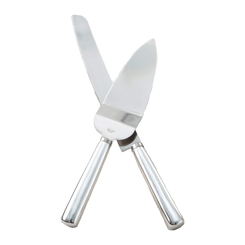 FASHIONCRAFT 2525 Simple Elegance Classic Silver Stainless Steel Cake Knife Set, Wedding Cake Knife and Server Set â€“ One Size (Silver) - Image 1