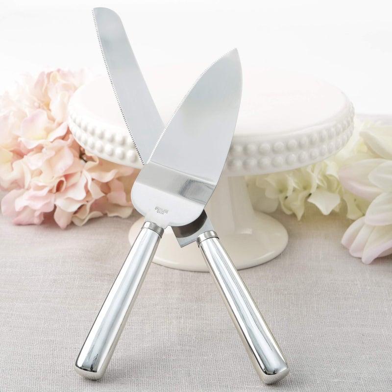 FASHIONCRAFT 2525 Simple Elegance Classic Silver Stainless Steel Cake Knife Set, Wedding Cake Knife and Server Set â€“ One Size (Silver) - Image 2