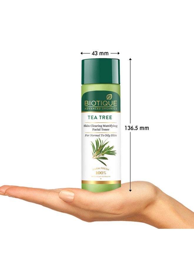 Biotique Tea Tree Skin Clearing Mattifying Facial Liquid Toner for Normal to Oily Skin Face Toner, 120ml | Treats Acne & Pimples, Tightens Pores - Image 3