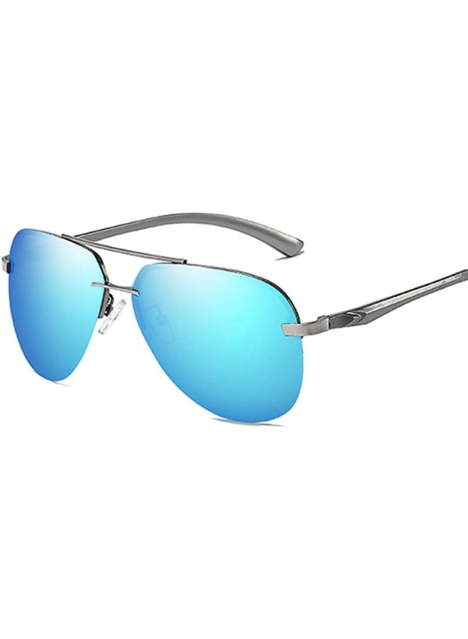 NALANDA Polarized Aviator Sunglasses With UV400 Mirrored Lens Metal Frame, Double Bridges Men's Women's Glasses For Outdoor Travel Driving Daily Use Etc.(Blue-143)- M - Image 4